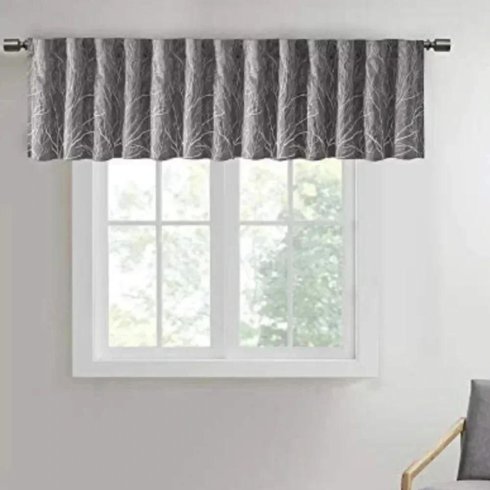 Madison Park 1 Window Valance Embroidered Gray New